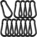 12 Pack 4.7" Heavy Duty Carabiner Clips, M12 Black Galvanized Steel Spring Snap Hooks, Rust-Resistant Keychain Clips for Hammock, Camping, Hiking, Fishing, Swing Set