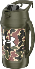 Under Armour Half Gallon Water Bottle Insulated, 64oz Insulated Water Bottle with Handle, Fence Hook, Leak Resistant, for Baseball, Football & More - Green Hyper Camo
