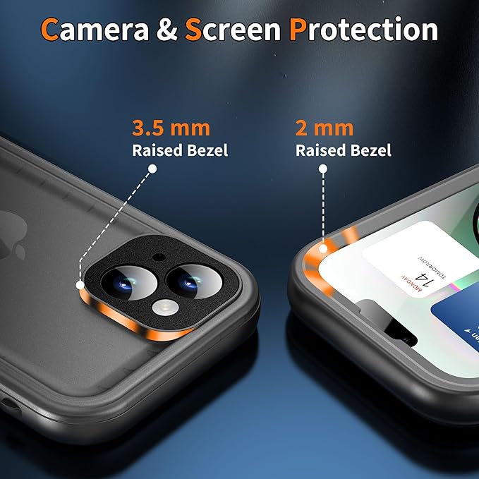 Cozycase for iPhone 15 Plus Waterproof Shockproof Dustproof Case - Heavy Duty/360 Full Body/Military Grade/Protective/Rugged 【8FT Drop Proof】 Built in Screen/Camera Protector with Lanyard Black