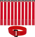 10 Pack (12 x 0.8 Inch) Reusable Fastening Cable Ties and Cable Straps Red Color,Adjustable Multi-Purpose Hook and Loop Straps Nylon Cable Ties Organizer Fastener Management Wire Straps