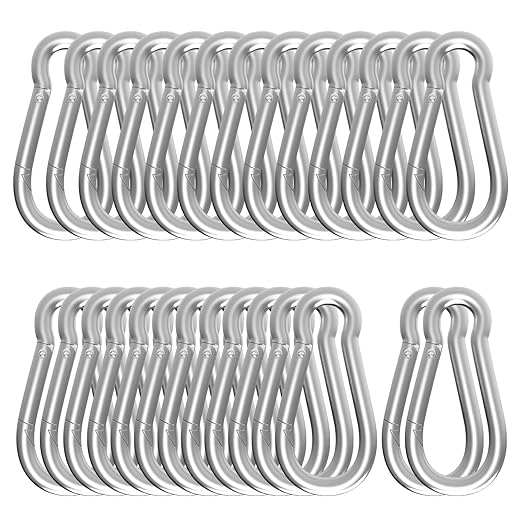Carabiner, Heavy Duty Galvanized Steel Spring Snap Hook Carabiner Clips with 260LBS Holding Capacity, Ideal for Outdoor, Hammock, Swing and Travel (M6 2.35Inch, 30PCS)