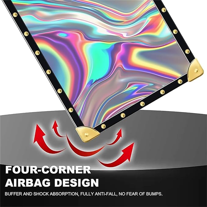 for iPhone 17 Pro Max Case Luxury Golden Decoration for Girl Women Soft TPU Shockproof Protective Hard PC Back for iPhone 17 Pro Max Crazy Pattern Holographic Abstract Iridescent Textures