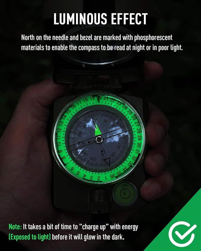 Eyeskey Multifunctional Tactical Survival Military Compass with Lanyard & Pouch | Waterproof & Impact Resistant | Lensatic Sighting Compass for Hiking