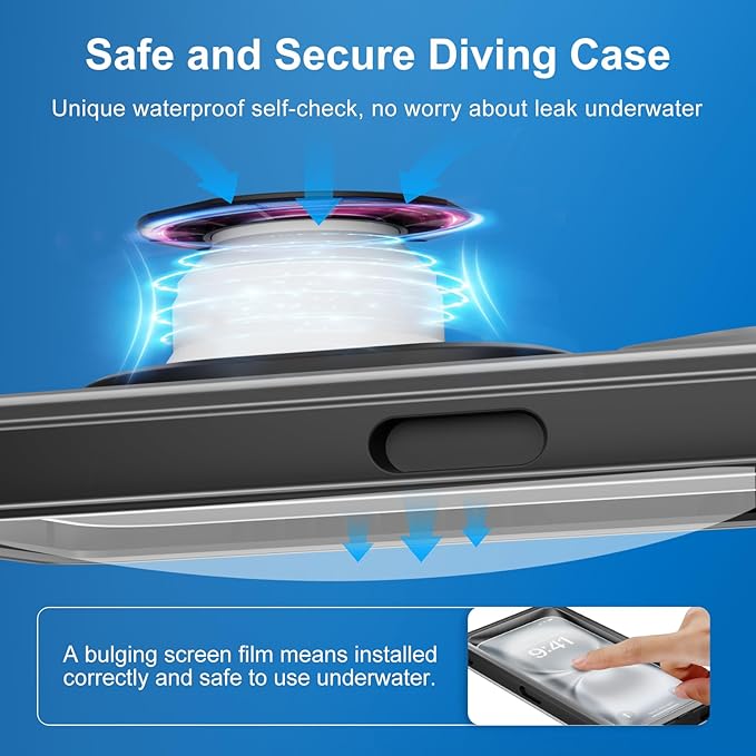 Beasyjoy Waterproof Phone Case, Underwater Phone Case for Snorkeling, Universal IPX8 Diving Outdoor Video Photo with Lanyard for iPhone 17/16/15/14 Pro Max, Samsung Galaxy S26/S25 Google Moto, Black