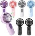 Rossesay 6 Pcs Mini Portable Fan Bulk Cute Handheld Lightweight Small Little Personal Hand Eyelash Fan 3 Speeds USB Rechargeable for Women Men Indoor Outdoor Makeup Travel (Multicolor)