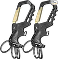 Kivssi Heavy duty metal keychains, Carabiner clip Car key chains,Fashion family keychain bottle opener and 3 Key Rings suitable for men and women.(Gold-2pcs