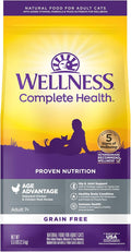 Wellness Complete Health Senior Dry Cat Food, Natural, Grain Free Kibble, Chicken Recipe, 5.5 lb Bag