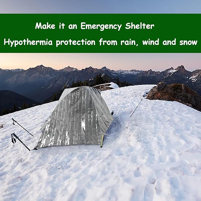 TourKing 20 Pack Emergency Mylar Blanket, Silver, 83" x 52", Perfect for Outdoors, Hiking, Survival, Marathons or First Aid