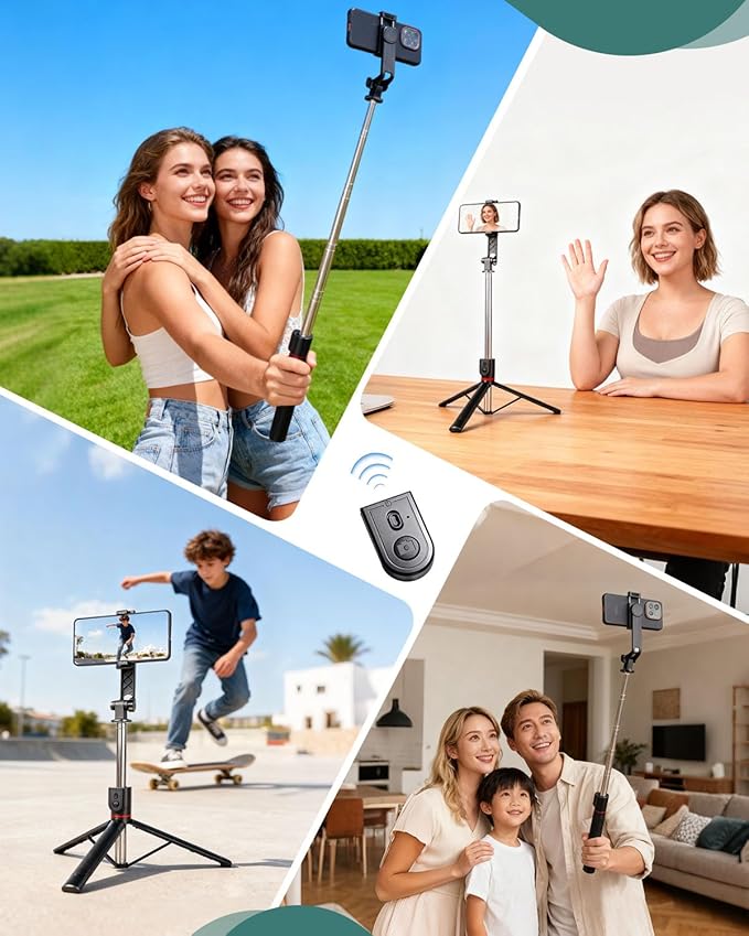 71" Phone Tripod Selfie Stick with Light, Cell Phone Tripod Stand with Wireless Remote Compatible with iPhone and Android Phone