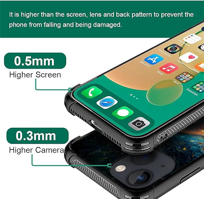 for iPhone 13 Mini Case, Star Cave Hungry Wolf Pattern Graphic Design Girl Boy Soft Silicone Hard Acrylic Shock Protection for iPhone 13 Mini