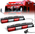 HLauto 6Z4J Emergency Dash Strobe Lights: 2x16.8 inch Red White Safety Lights, 48 LED Flashing Warning Hazard Interior Windshield Visor Traffic Light Bar for Trucks, Construction Vehicles