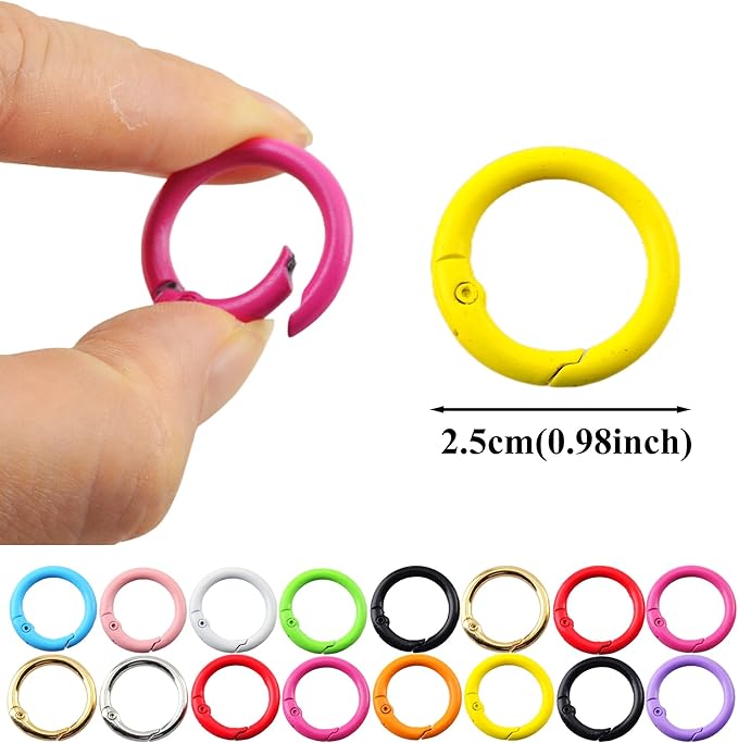 Carabiner Clip 48Pcs Turquoise Metal Key Ring Clip Circle Keychain Rings Bulk Spring O Ring Round Cute Carabiner Spring Snap Hook Key Chain Clips for DIY Keychain Bag Charm Handbag Purse Dog
