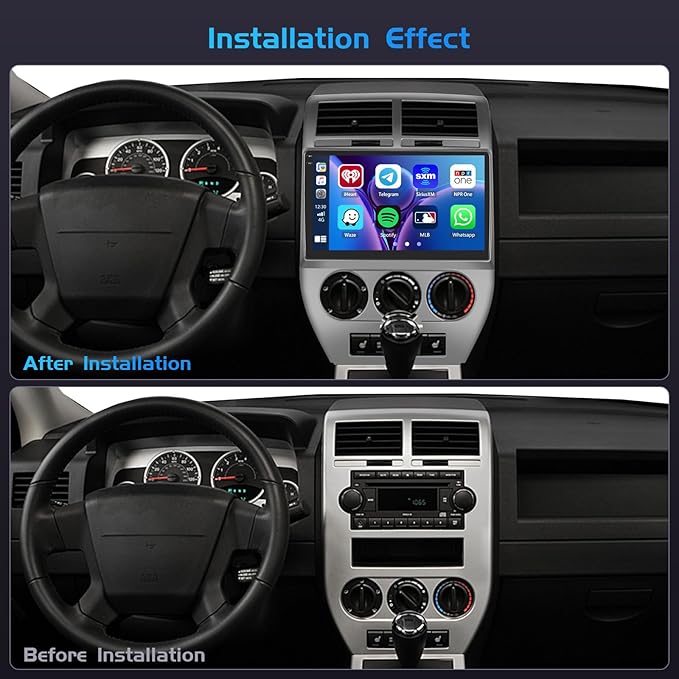 Inefala 4+128G Radio for Jeep Compass Patriot 2007 2008 2009 Android 15 CarPlay Car Stereo Touchscreen 10.1" Incell Android Auto GPS EQ 15UI Backup Camera