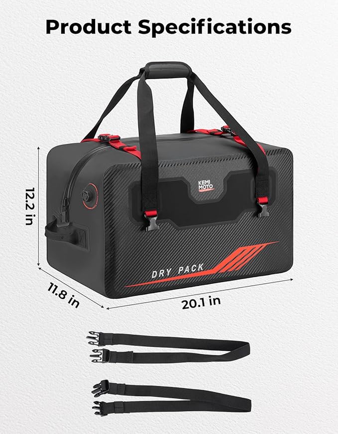 KEMIMOTO Waterproof Duffle Bag 45L Heavy Duty Marine Dry Bags Backpack Jet Ski Motorcycle Tail Bag Large Storage Travel Luggage For Boat Camping With Quick-Fixed Straps Compatible With Sea-Doo LinQ