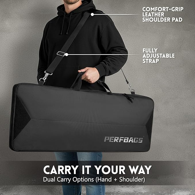 Single Rifle Case Bag, Tactical Padded Soft Gun Case w/MOLLE System, Wide Interior Fits Scoped Rifles, Adjustable Sling, Dual Zipper for Hunting & Range