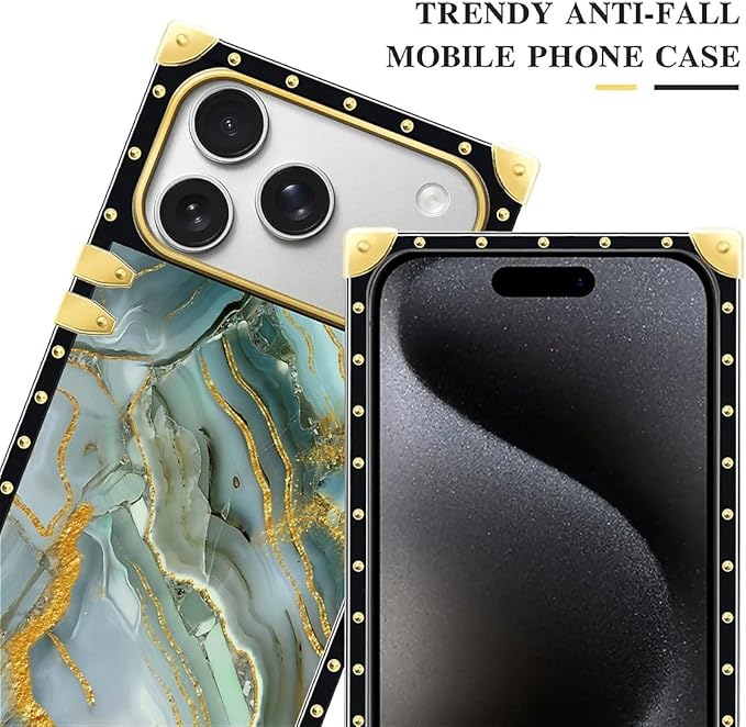 for iPhone 17 Pro Max Case Luxury Golden Decoration for Girl Women Soft TPU Shockproof Protective Hard PC Back for iPhone 17 Pro Max Crazy Pattern Golden Texture Marble Veining