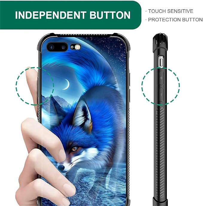 for iPhone 7/8 Case, Snowy Mountain Fox Lake Pattern Graphic Design Girl Boy Soft Silicone Hard Acrylic Shock Protection for iPhone 7/8