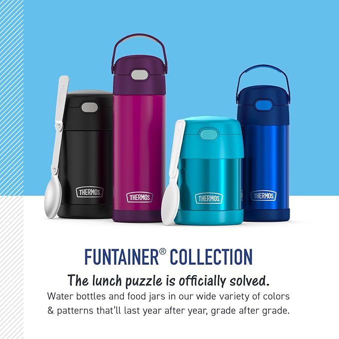 THERMOS FUNTAINER 16 Ounce Stainless Steel Vacuum Insulated Bottle with Wide Spout Lid, BATMAN