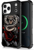 for iPhone 17 Pro Max Case,for MagSafe Graphic Design for Girl Boy Soft Silicone Hard Acrylic Shock Protection Designed for iPhone 17 Pro Max Entwined Rose Snake Pattern