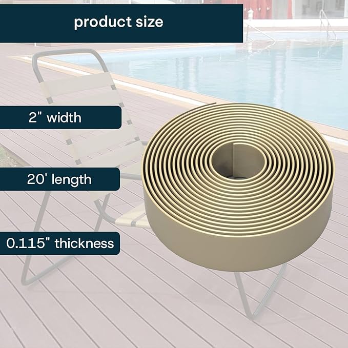 2 Inch Wide, 20ft Long Vinyl Strap - Replacement Straps for Patio Chairs - Vinyl Strapping for Patio Furniture Repair - Durable Seat Repair Kit for Lawn Chairs, Outdoor Furniture (Driftwood)