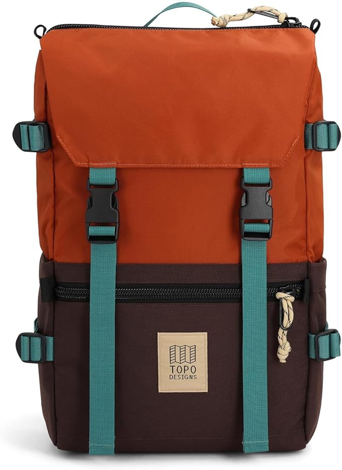 Topo Designs Rover Pack Classic - Daily Daypack for Commutes, Day Trips, Hikes, Iconic Denver Design, PFAS-Free, Fair Trade, BlueSign Backpack (Clay/Chocolate)