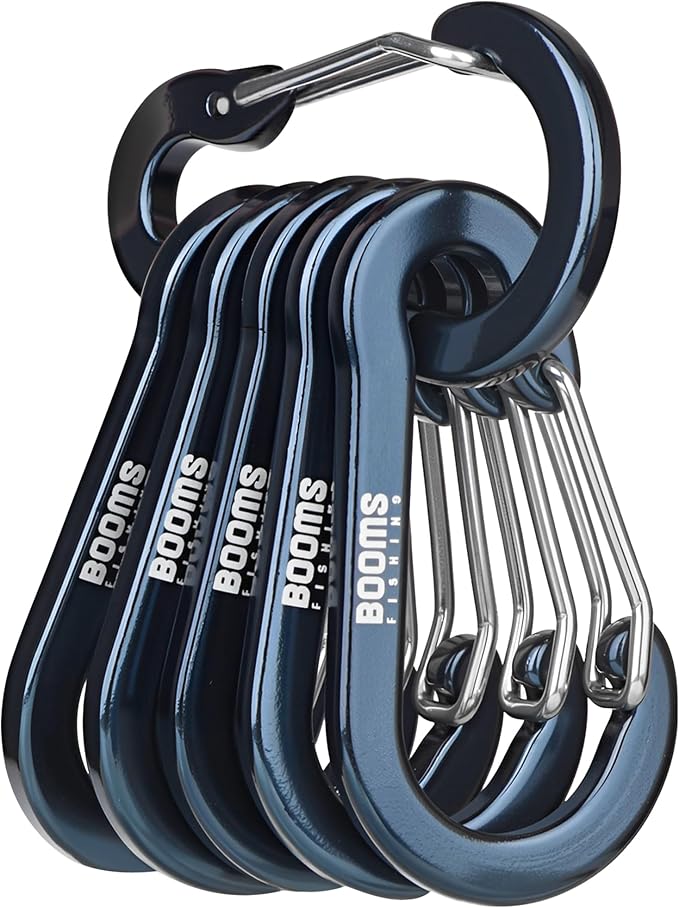 Booms Fishing CC1 Multi-Use Carabiner Clip, 6 Pack Small Caribeener Clips, Mini Keychain Caribeaner Clip 2 inch, Aluminum D Ring Carabiners, Multi-colored