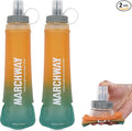 MARCHWAY Soft Hydration Flask with Wide Mouth, 300ml/500ml Collapsible TPU Water Bottle, Leakproof Portable Flexible for Running, Hiking, Cycling, Climbing, Gym, Travel (2pcs Orange-Green 500ml)