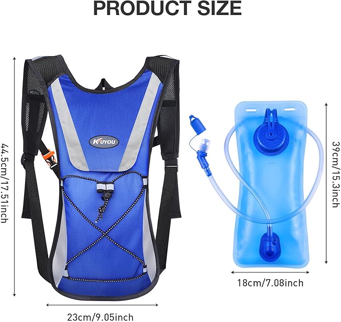 KUYOU Running Hydration Vest - Lightweight Insulated Hydration Backpack with 2L Water Bladder, Adjustable Chest Straps and Reflective Water Backpack for Running Marathon Race Hiking Cycling