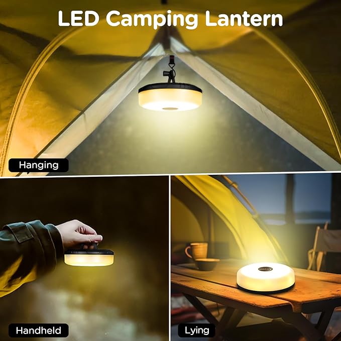 OGERY Camping String Lights, 4 in 1 Quick Storage 32.8FT Rechargeable Tent Lights String with 8 Lighting Modes, Hanging Waterproof Portable LED Lamp for Outdoor Patio Awning Garden Party Essentials