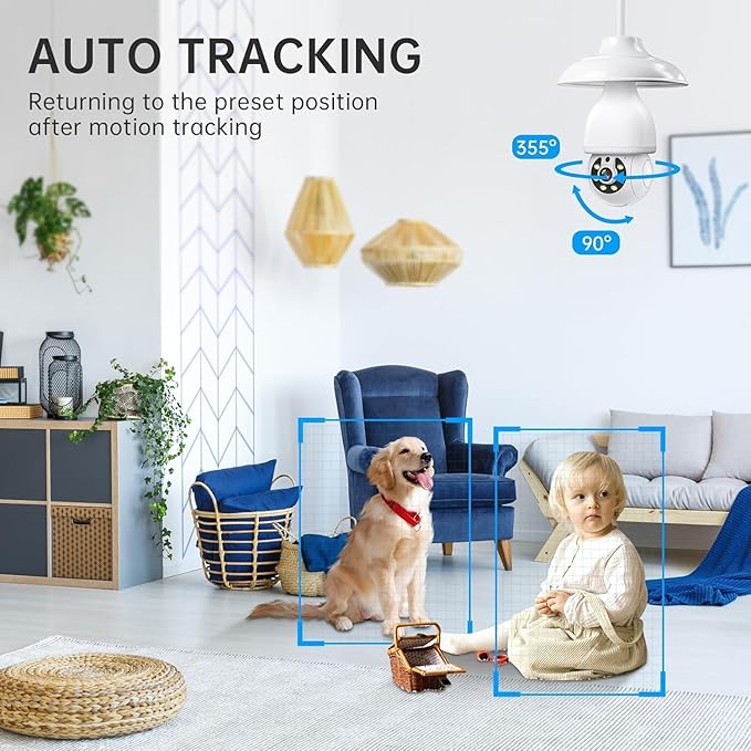 Light Bulb Security Camera, 5G&2.4GHz WiFi Light Bulb Camera Outdoor, 2-in-1 LED Lightbulb Camera for Home Security, Two-Way Talk,Color Night Vision, E27 Light Socket Compatible(2Pack)