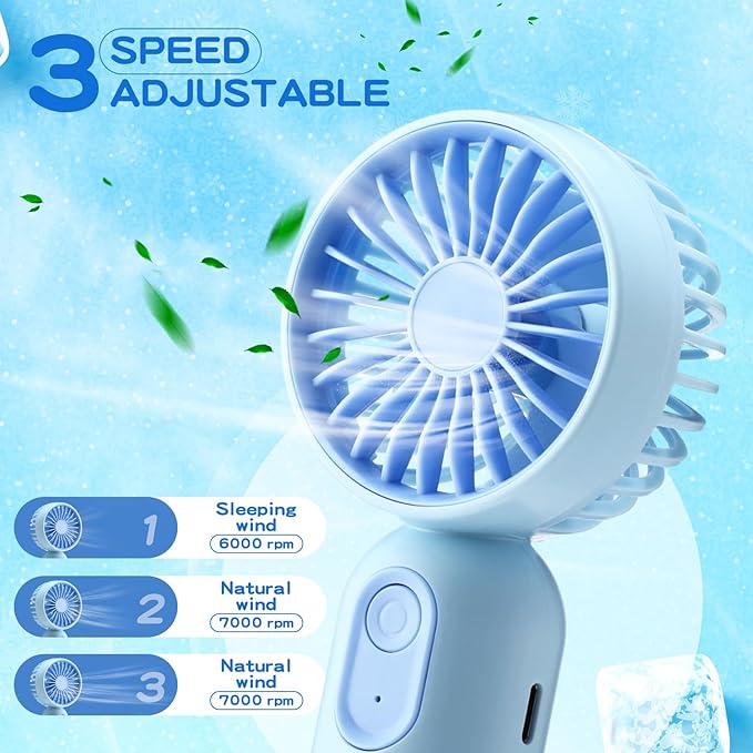 Rossesay 6 Pcs Mini Portable Fan Bulk Cute Handheld Lightweight Small Little Personal Hand Eyelash Fan 3 Speeds USB Rechargeable for Women Men Indoor Outdoor Makeup Travel (Colorful)