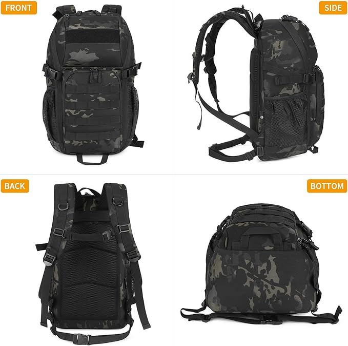 HUNTVP Tactical Backpack Military MOLLE Backpack Hunting Rucksack Gear Assault Pack 25L WR