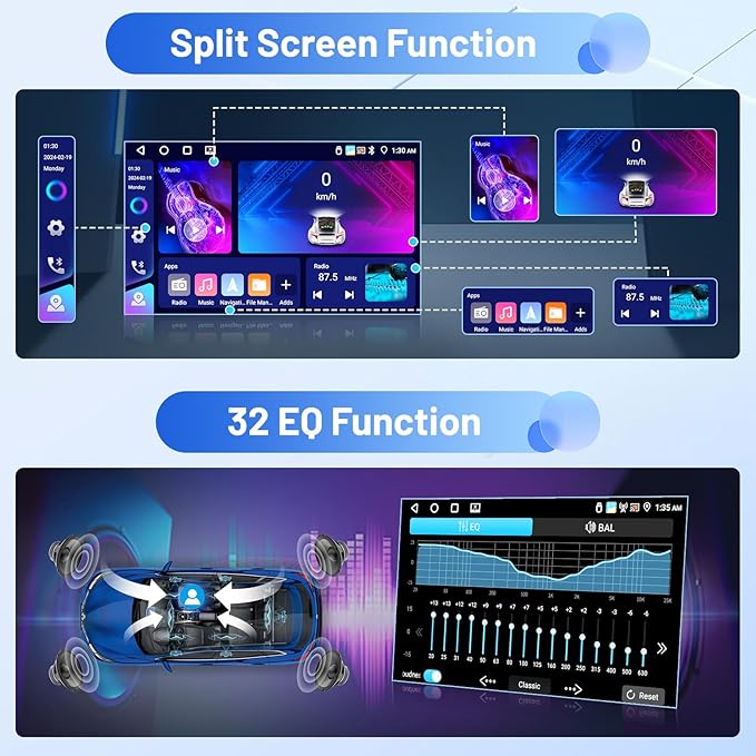 Inefala 4+64G Radio for Jeep Compass Patriot 2007 2008 2009 Android 15 CarPlay Stereo IPS 10.1" Touchscreen Android Auto Bluetooth 5.0 GPS EQ 13UI Backup Camera