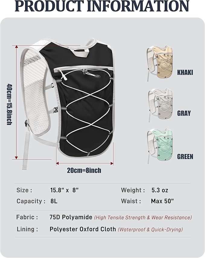 Small Lightweight Hiking Backpack, 3D Breathable Mesh Backpack with Water Bottle & Phone Pockets, Travel Daypack for Men Women, Cycling & City Tour