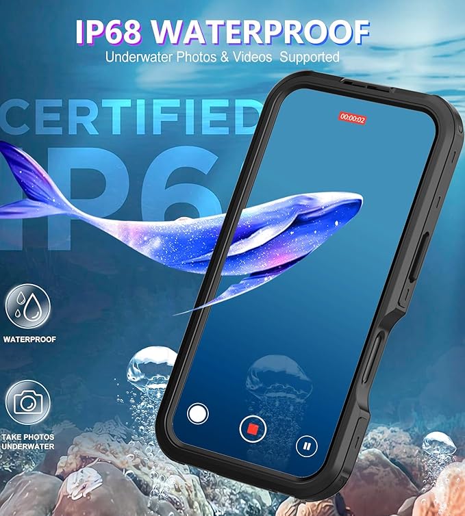 for iPhone 16 Case Waterproof | Full Body Shockproof Dust Proof Phone Case Cover with Screen Protector - Clear