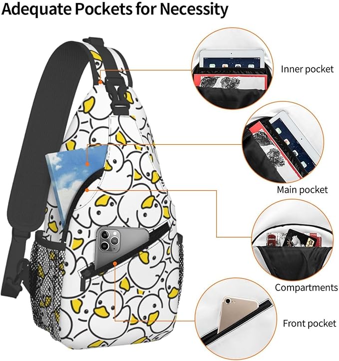 Cute Duck Sling Bag For Women Men Fashion Duck Backpack Crossbody Shoulder Bag Sling Backpack Chest Bag Travel Hiking Casual Sport Daypack