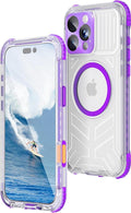 WIFORT for iPhone 16 Pro Max Waterproof Case, [IP68 Underwater] [Blue Light Filter Lens] [15FT Military Shockproof], Fit for Magsafe Full Body Magnetic Frosted Phone Case with Lanyard, 6.9" Purple