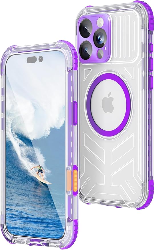 WIFORT for iPhone 16 Pro Max Waterproof Case, [IP68 Underwater] [Blue Light Filter Lens] [15FT Military Shockproof], Fit for Magsafe Full Body Magnetic Frosted Phone Case with Lanyard, 6.9" Purple
