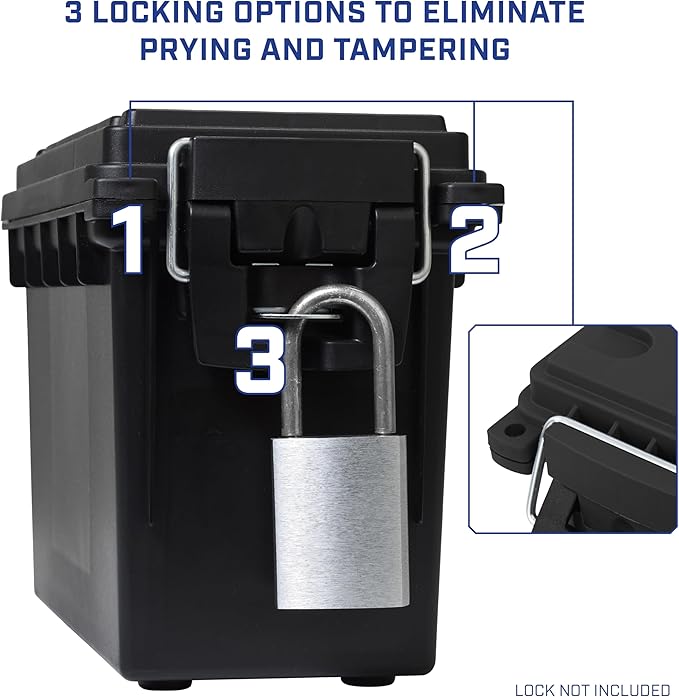 Sheffield 12629 Ammo Storage Box, Mothers Day Gifts for Mom,.30 Cal Field Boxes, Lockable Storage Box with Handle, Secures Hunting Gear, Supplies, and Bullets, Made in USA