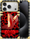 for iPhone 17 Pro Max Case Luxury Golden Decoration for Girl Women Soft TPU Shockproof Protective Hard PC Back for iPhone 17 Pro Max Crazy Pattern Elegant High Heels
