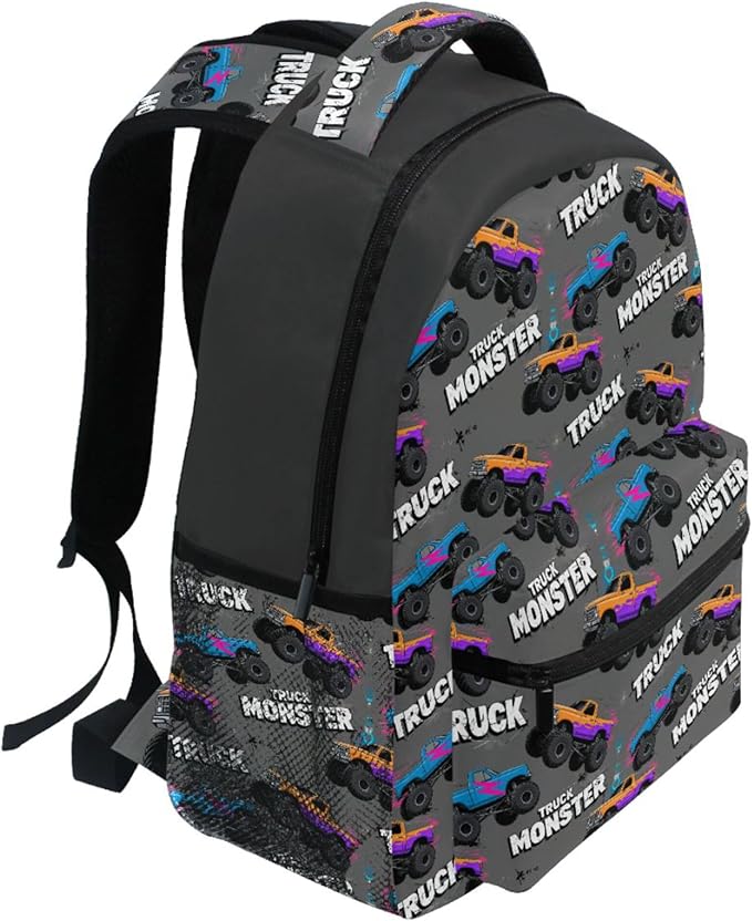 Wamika Monster Truck Boys Backpack Racing Cars School Backpacks Kids Girls Preschool Book Bag