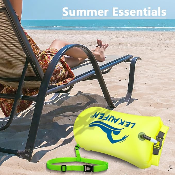 Swim Buoy for Open Water 2 Pack, 20L Swim Safety Float Waterproof Dry Bag for Swimmers Triathletes Kayakers Snorkelers, Swimming Pull Buoy for Safer Swim Training (Yellow & Orange)