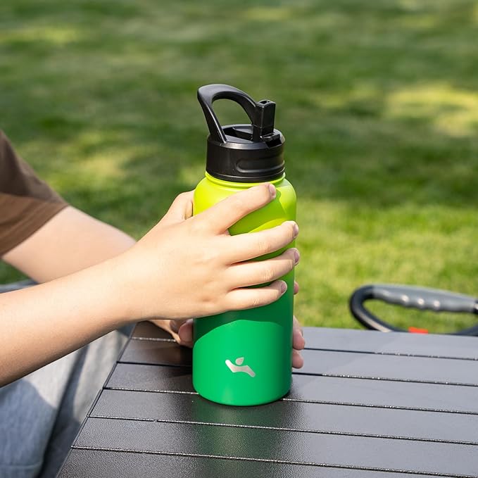 Konokyo 18 oz Insulated Water Bottle Stainless Steel Sport Bottles with 3 Lids,Bamboo Grove