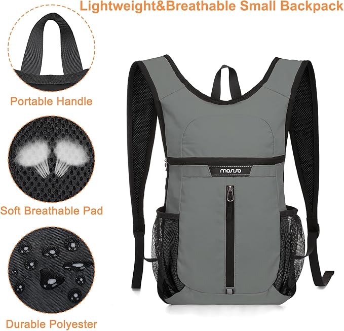 MOSISO Lightweight Hiking Daypack Small Packable Travel Hiking Backpack, Foldable Shoulder Bag with Front Vertical Pocket