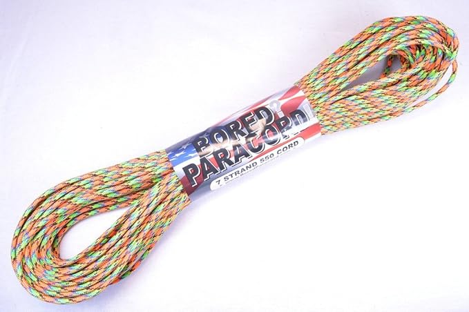 BORED? PARACORD! 550 lb Paracord – Ideal for Crafting, DIY Projects, Camping, Military & Active Outdoors – 300+ Colors – Tactical Parachute Cord Type III – Strong - Virus 50 Feet