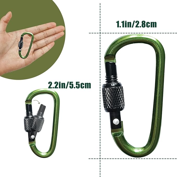YUCHIYA 8 Pack D-Shape Carabiner Clasp with Screw Gate, 2.2 Inch Mini Keychain Clip Key Chain Buckle, Aluminum Alloy Keyrings Hook for Outdoor Hiking not for Climbing (D with screw, multicolor)