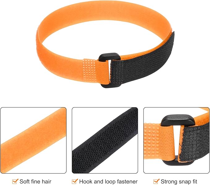 MECCANIXITY 5Pcs Reusable Battery Tie Down Straps,0.8x20" Orange Nylon Multipurpose Battery Hold Down Adjustable Cinch Strap Hook Loop Fastening Tie for Quadcopters FPV RC Drone Boat Car