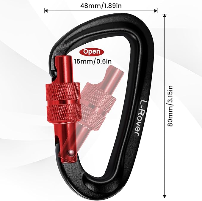 3 Heavy Duty Carabiner Clips 12kN (2697 lbs)-Lightweight Locking Carabiners for Securing Pets，Camping, Hiking, Hammock，Outdoor and Gym etc, Keychains& Utility