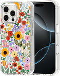 MOSNOVO Case for iPhone 16 Pro Max, [Buffertech 6.6ft Military-Grade Drop Protection] [Anti Peel Off Tech] Clear TPU Bumper Phone Case Cover Design - Blossom & Bloom