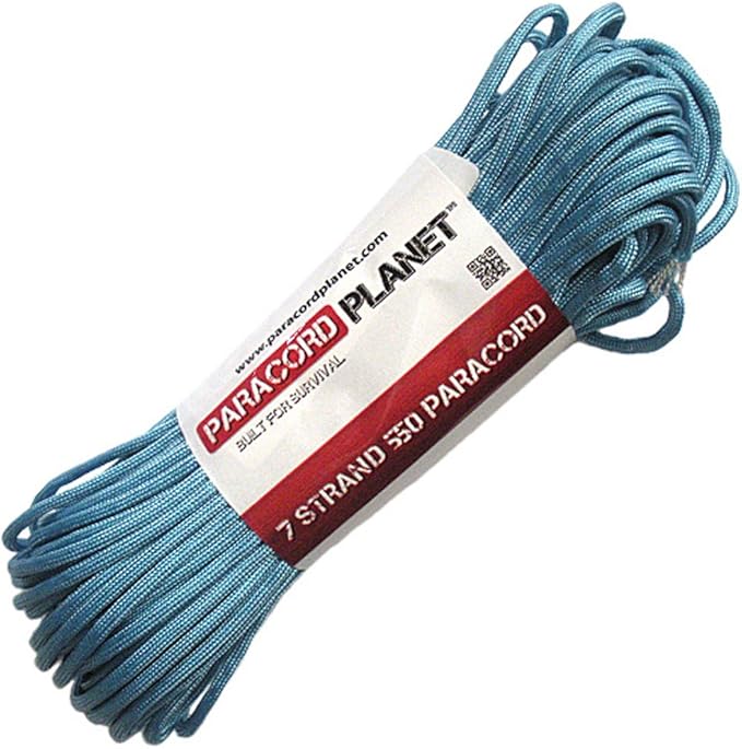 Paracord Planet Solid Color 550lb Paracord – 7 Strand Type III Nylon Cord for Indoor and Outdoor Tasks – Light Blue (100 ft)